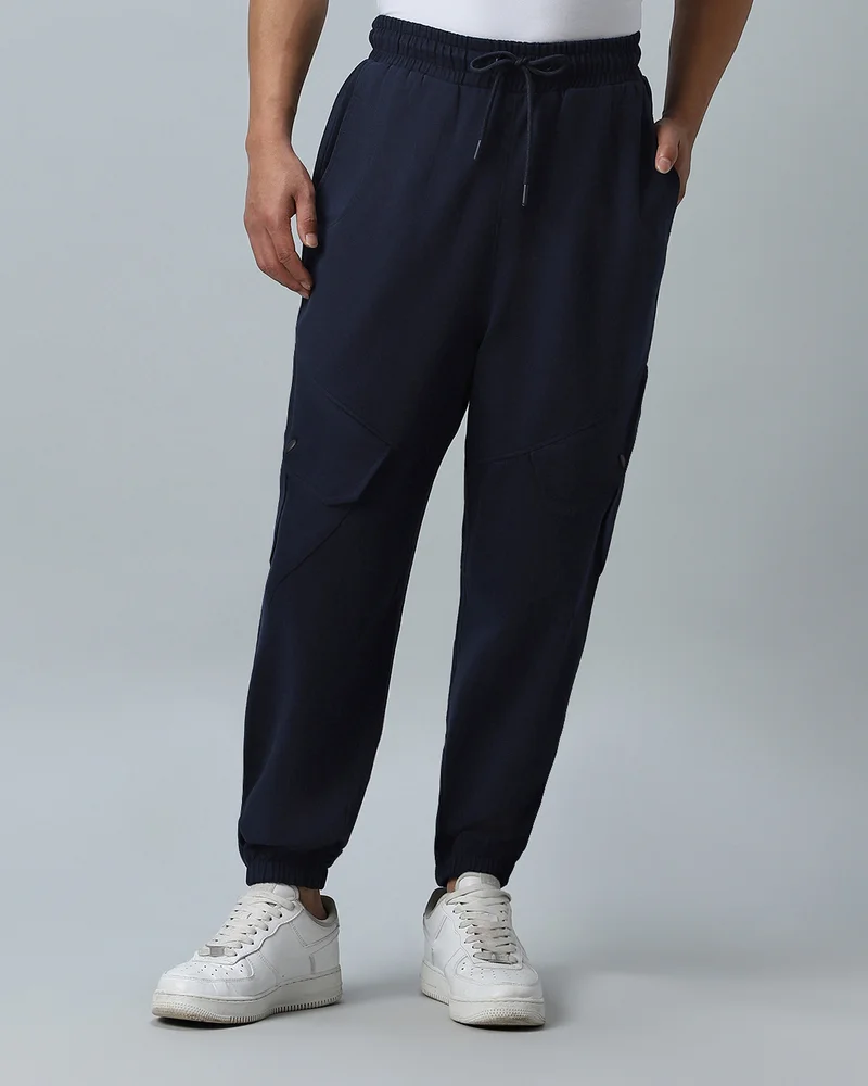 بيواكوف Men's Blue Oversized Cargo Warm Joggers